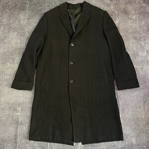 Men's Vintage 70's Botany 500 Black Wool Duster Parka Trench Coat Jacket Sz 42L